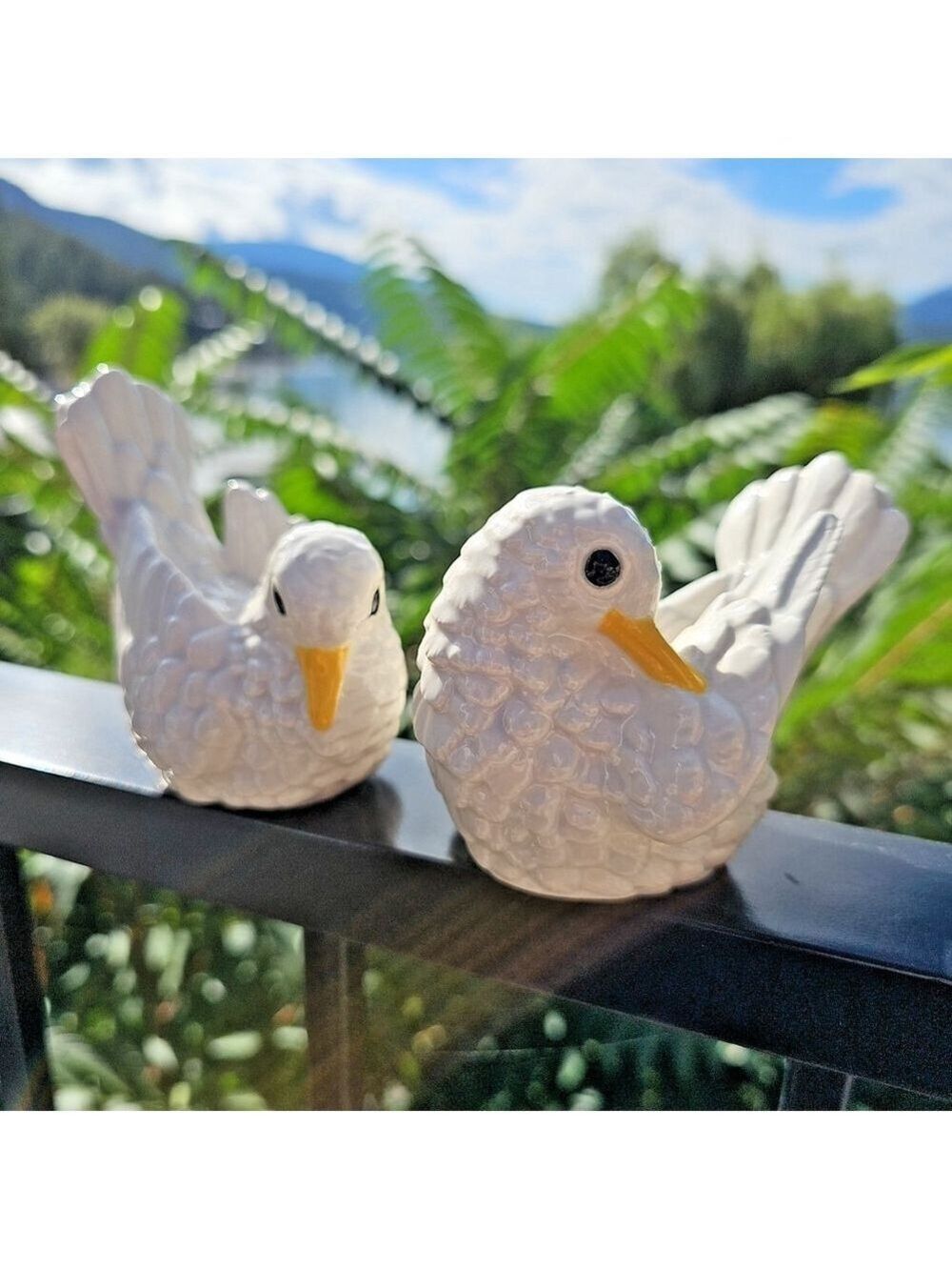 Vintage Ceramic White Love Birds Figurines Seagull Babies Beach Lake House Decor